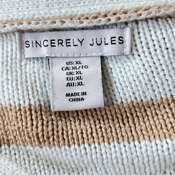 Sincerely Jules Womens Brown Cream Checkered Stripped Button Down Cardigan - XL - Picture 10 of 11